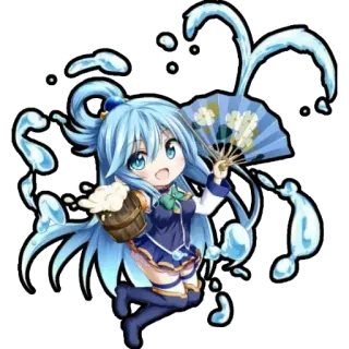 😍 Aqua Konosuba anime, manga, konosuba, aqua, waifu, isekai, eau, chibi telegram sticker