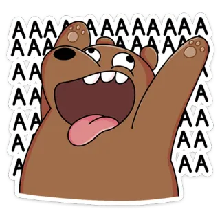😱 AAAAAAA ours, dessin animé, drôle, cri, We Bare Bears, mème telegram sticker