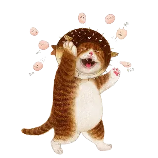 😱 고양이, 동물, 행복, 귀여운, 스티커, 복어, 유머 telegram sticker