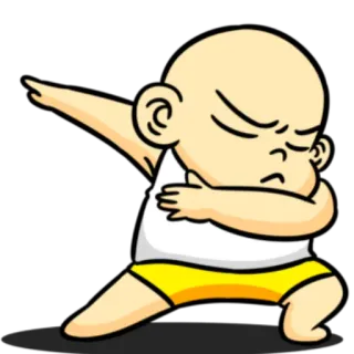 🚠 dab, cartoon, bald, kid, expression telegram sticker
