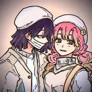 🍡 anime, couple, cartoon, drawing, love, romance telegram sticker