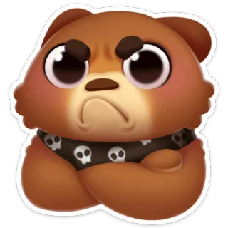 🙁 медведь, злой, череп, мультяшный, наклейка whatsapp sticker