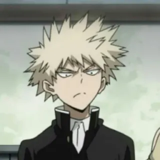 🍺 Katsuki Bakugo My Hero Academia Anime, My Hero Academia, Katsuki Bakugo, Karakter, Rambut pirang, Seragam sekolah telegram sticker