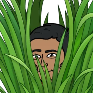 😸 Bitmoji, หญ้า, แอบมอง, ซ่อน, ซุ่ม telegram sticker