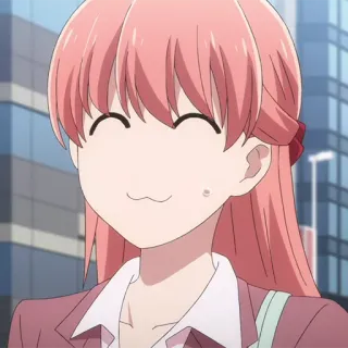 🎀 anime, cabelo rosa, sorrindo, desenho animado telegram sticker