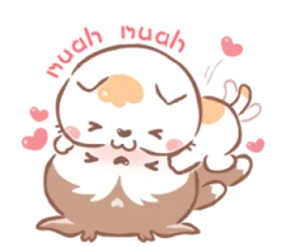😘 muah muah carino, kawaii, animale, amore, bacio, cuore telegram sticker