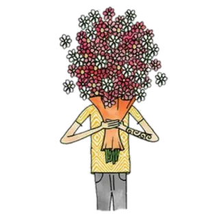 💐 fiori, bouquet, persona, floreale, illustrazione, arte telegram sticker
