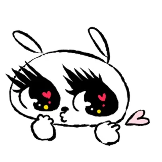 💞 kawaii, lindo, conejo, corazón, beso, dibujos animados whatsapp sticker