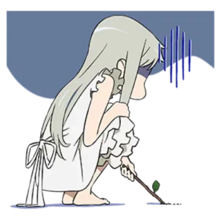 😰 อนิเมะ, เด็กผู้หญิง, เศร้า, เหงา, ภาพวาด, ภาพประกอบ whatsapp sticker