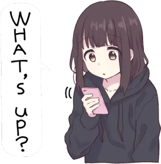 🤔 WHAT'S UP? anime, girl, phone, chat, sticker telegram sticker