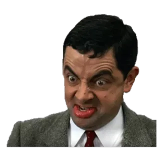 😜 Mr. Bean gracioso, comedia, Mr. Bean, cara, expresión, humor telegram sticker