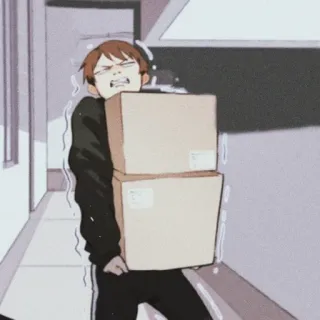 😪 Mann, tragen, Kisten, Anstrengung, Kampf telegram sticker