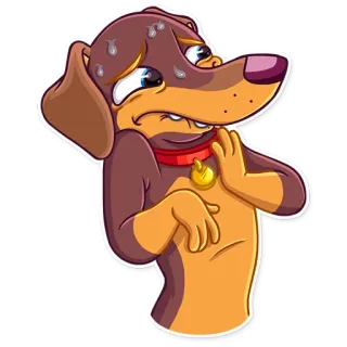 😥 หมา, เหงื่อออก, ประหม่า, กังวล, เป็นห่วง, การ์ตูน telegram sticker