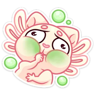 🤢 naklejka, uroczy, kawaii, aksolotl, kreskówka, różowy whatsapp sticker