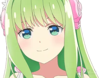 😊 Anime, Mädchen, Grüne Haare, Süß, Animiert, Cartoon telegram sticker