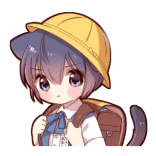 🍓 Anime, Garota gato, Estudante, Desenho animado telegram sticker