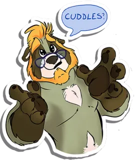🤗 CUDDLES? cuddles, furry, cartoon, request, cute telegram sticker