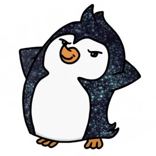 😏 pingüino, dibujos animados, animal, lindo, pegatina telegram sticker