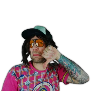 👎 uomo, pollice verso, non mi piace, ritratto, tatuaggio telegram sticker