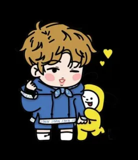 🫰 Jimin JIMIN kpop, jimin, bt21, dessin animé, mignon, autocollant whatsapp sticker