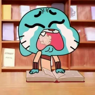 🎒 Gumball Watterson The Amazing World of Gumball Cartoon, Weinend, Katze, Anthropomorph, Traurig, Verärgert, Buch whatsapp sticker