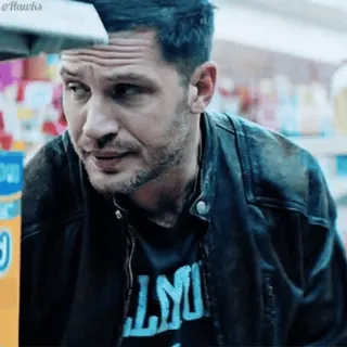 😓 Tom Hardy актер, мужчина, знаменитость, кожаная куртка whatsapp sticker