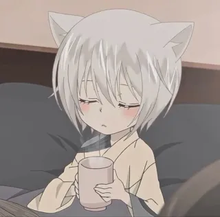 🦊 anime, cat ears, cute, sleeping, boy telegram sticker
