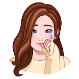 😥 triste, pleurer, femme, émotionnel, fille, illustration, dessin animé whatsapp sticker