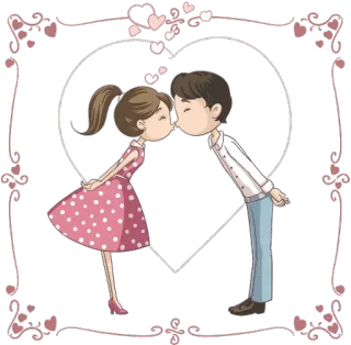 💋 любовь, поцелуй, пара, романтика, мультфильм telegram sticker