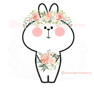 ✳️ Spoiledrabbit_persoon thỏ, dễ thương, hoa, hoa lá, đám cưới telegram sticker