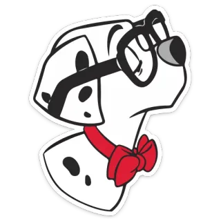 🤓 Dalmatiner, Hund, Brille, Fliege, Cartoon, Tier telegram sticker