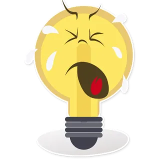 😭 ampoule, dessin animé, sueur, expression, anxieux, jaune telegram sticker