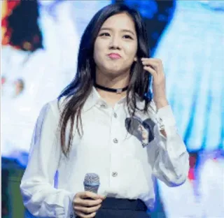 ☹ женщина, k-pop, певица, микрофон, портрет, знаменитость telegram sticker