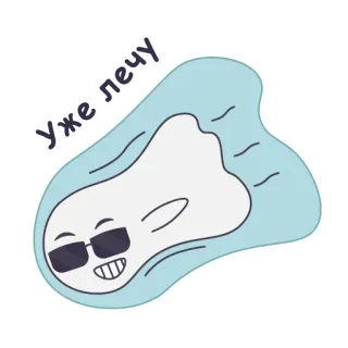 🚀 Уже лечу fantasma, óculos de sol, desenho animado, voando, russo, fofo telegram sticker