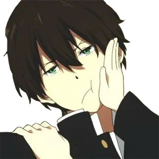 😋 Anime, Cartoon, Oorvijg, Personage, Emotioneel whatsapp sticker