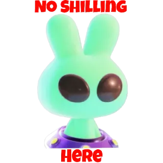 😒 No Shilling HERE ウサギ, エイリアン, 緑, ステルスマーケティングなし telegram sticker