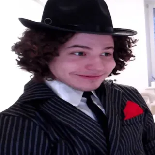 😏 homme, costume, chapeau, cravate, rayures telegram sticker