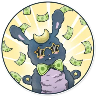 💰 กระต่าย, เงิน, ความสำเร็จ, แว่นตา, น่ารัก, การ์ตูน, สติกเกอร์ whatsapp sticker