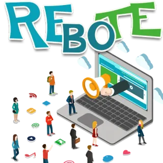😚 REBOTE Rimbalzo, Marketing, Pubblicità, Affari, Promozione, Laptop, Megafono, Vendite telegram sticker
