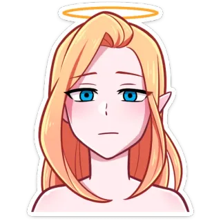 😐 天使, 动漫, 女人, 光环, 卡通, 角色 telegram sticker