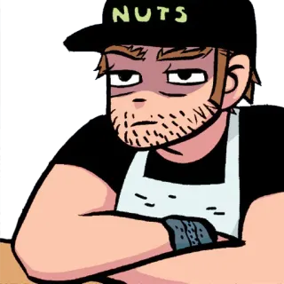 😑 Scott Pilgrim Scott Pilgrim vs. the World NUTS scott pilgrim, cartoon, nuts, funny, comic telegram sticker