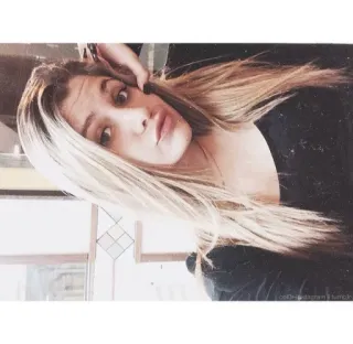 🤨 woman, blonde hair, selfie, portrait, girl, young adult telegram sticker