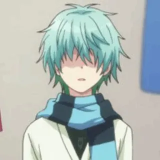 ⏱ anime, cartoon, character, scarf, blue hair telegram sticker