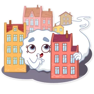 🌫 stadt, gebäude, wolke, niedlich, stadt, aufkleber telegram sticker