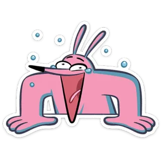 ⭐ konijn, roze, cartoon, dier, grappig, gek, illustratie telegram sticker