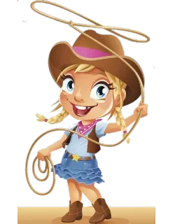 🤠 cowgirl, ragazza, lazo, western, cartoni animati, ranch telegram sticker