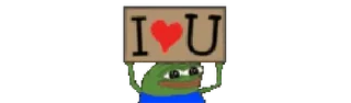 ❤️ Pepe the Frog I ❤️ U Пепе, Я люблю тебя, Любовь, Мем, Лягушка whatsapp sticker