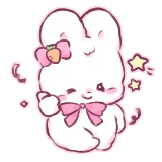 😋 귀여운, 토끼, 카와이, 토끼, 분홍색, 만화, 동물, 별 telegram sticker