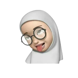 🤪 Эмодзи, Хиджаб, Женщина, Очки, Язык, Смешной whatsapp sticker
