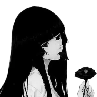 🌹 Anime, Manga, Mädchen, Schwarze Haare, Blume, Emo whatsapp sticker
